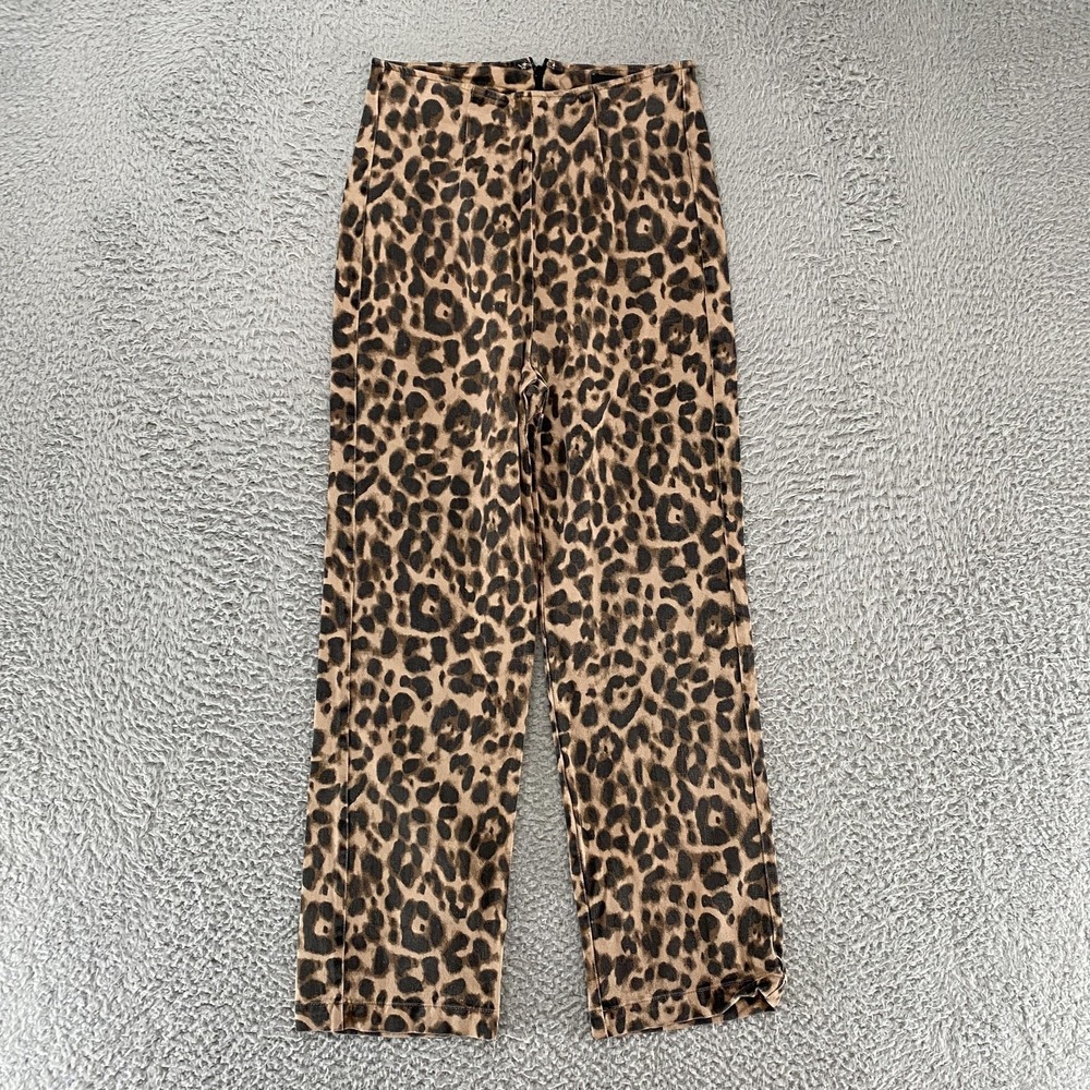 Reformation Pants Womens 4 Brown Leopard Straight Leg High Rise Animal Made USA‎